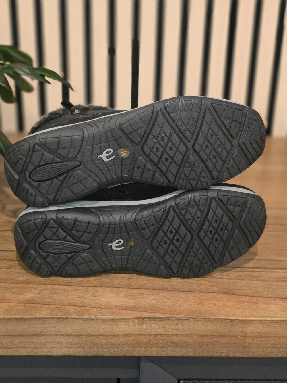 Easy Spirit Quilted Faux-Fur Ankle Boots - Black with Gray Trim
